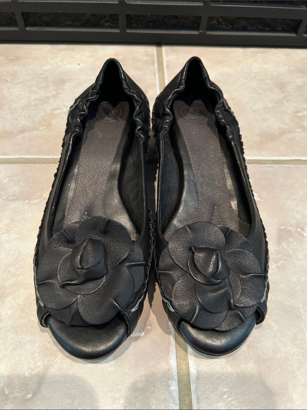 Nurture by Lamaze Black Floral Appliqué Ballet Flats